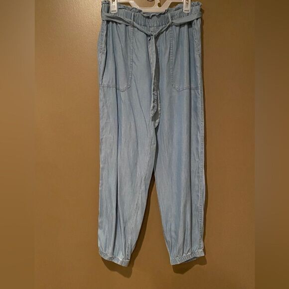 Love Tree Tencel PaperBag Joggers Size Large Lightweight Denim - Picture 2 of 9